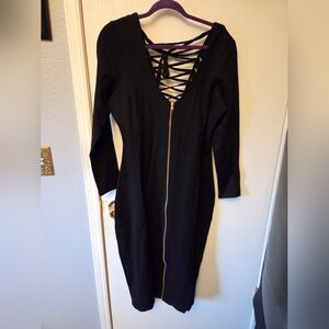 Justice Black Long Sleeve Lace-Up Dress